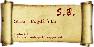 Stier Bogárka névjegykártya